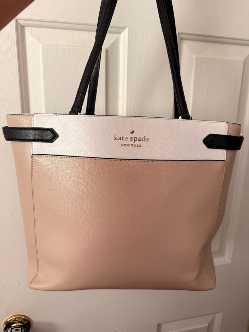 kate spade Pink, White & Black Leather Tote